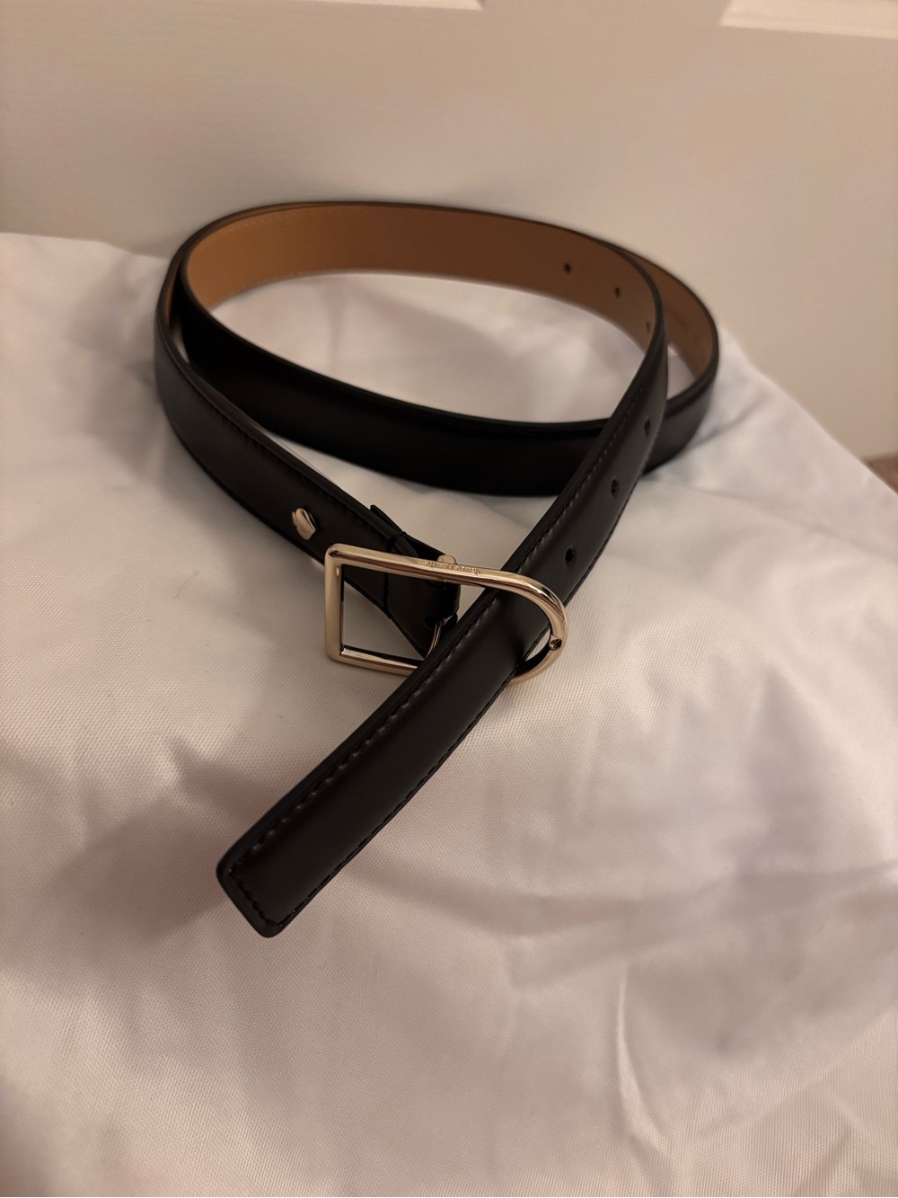 kate spade Black Leather Belt with Silver Tone Buckle- size L/XL